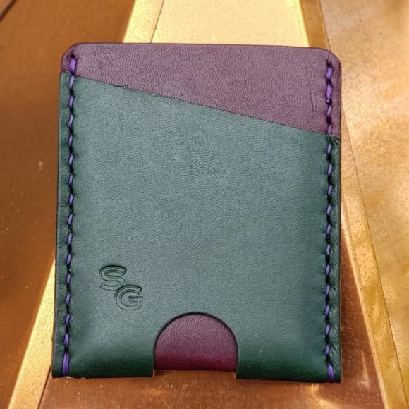 ScapeGrace Designs Green and Purple Leather Wallet